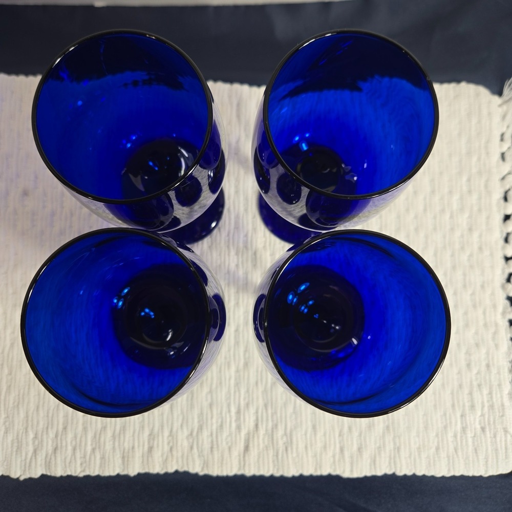 Vtg Libbey Premiere Cobalt Blue Water/Wine Glass Goblets 7.25" 12 oz Set Of 4 - Picture 7 of 10